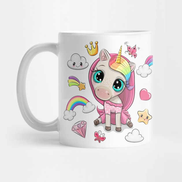 Cute baby unicorn with rainbow hairs. by Reginast777